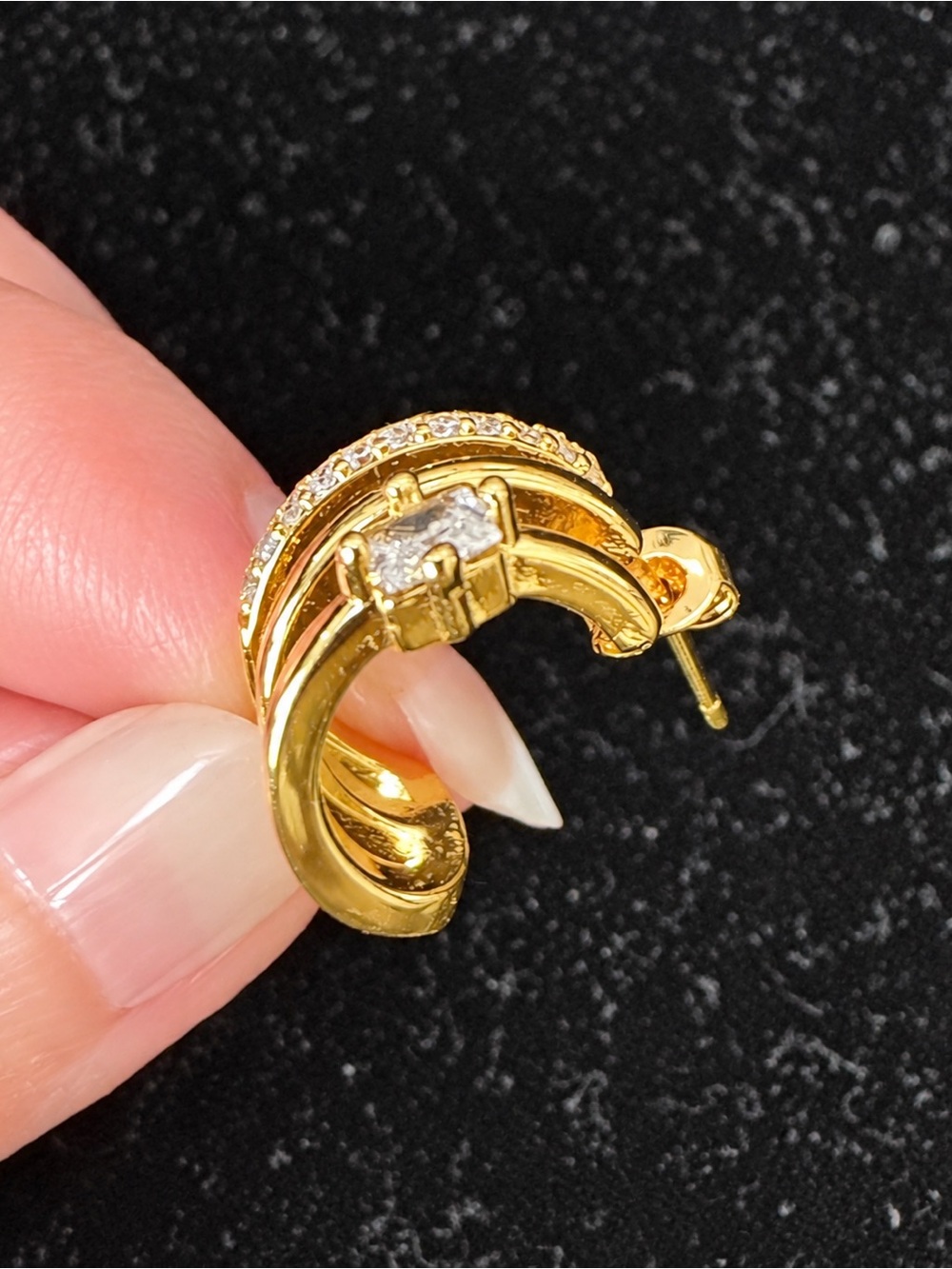 Gold Stackable Hoop Earring/Cuff Set - Picture 5 of 5